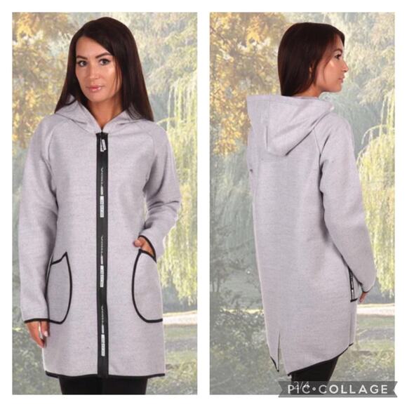 Millen charm Burgundy" free cut with a zipper with a hood gray size medium - Picture 1 of 12